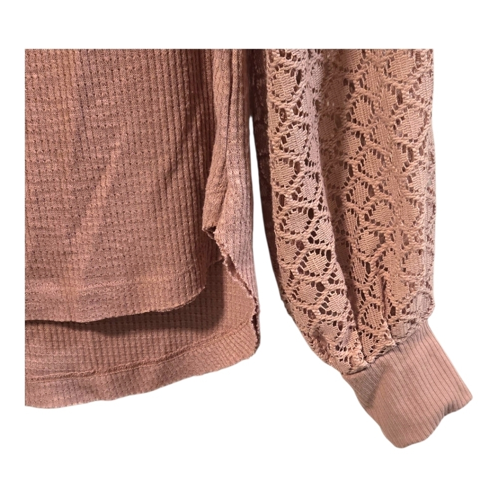 Free People Sweetest Thing Pink Crochet Lace Thermal Romantic Cottagecore XS - Picture 5 of 10